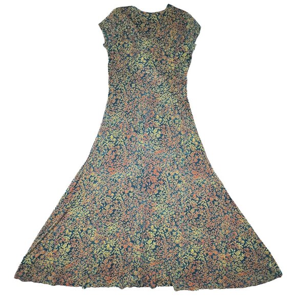 Peruvian Connection Anneliese Maxi Floral Boho Pima Cotton Teal Gold Size M NWOT - Picture 4 of 7